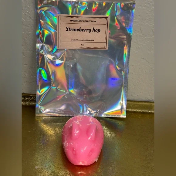 Handcrafted GoatMilk Strawberry Pink Bunny Soap - Picture 3 of 4